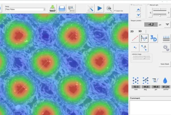 Software with image of measurement of flexo plate