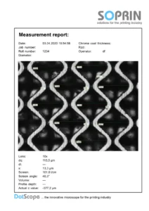 measurement report of gravure cells