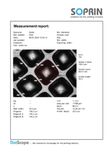 measurement report engraving etched